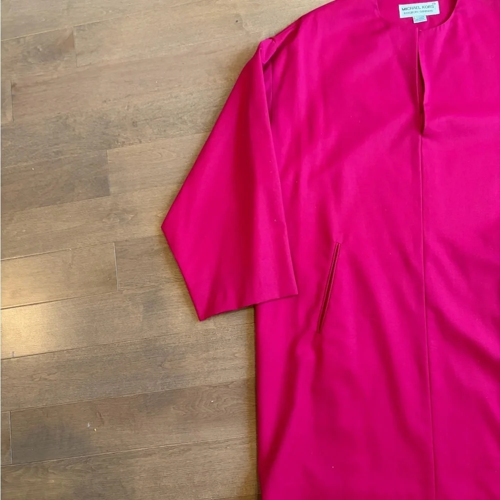 Michael Kors Bergdorf Goodman Fuchsia Cape Wool Dress size PL